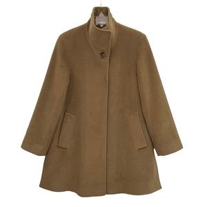 Vintage Cinzia Rocca Virgin Wool Tan Button A-Line Swing Camel Coat Women Size 4